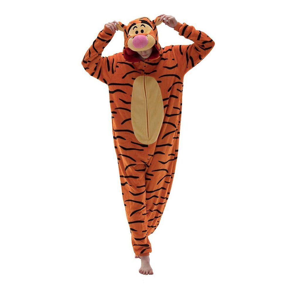 2047 Snug Fit Unisex Adult Tigger Onesie Pajamas, Flannel Cosplay Animal
